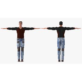 Man in Casual Style Wear T-Pose model